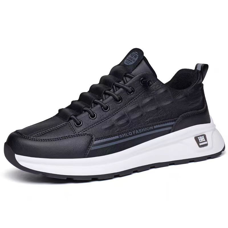Fashion crocodile pattern casual shoes, flying officers, leather surface, air-conditioned shoes, men's light luxury shock shoes, waterproof dad shoes