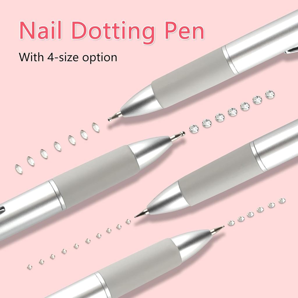 ANGNYA Dotting Tool Nail Art, 5-IN-1 Ballpoint Pen Design Nail Dotting Tool for Painting with Size Marking and Pressing Head, Nail Tools for Nail Art