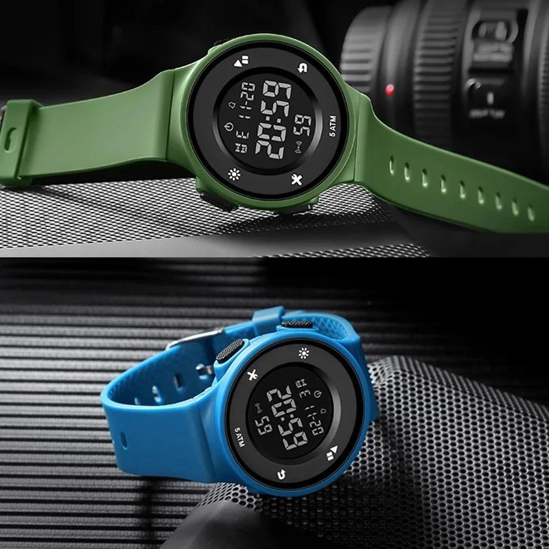 Men's Sport Watch Round Dial LED Digital Watches Luminous Waterproof Multifunction Clock Outdoor Military Wristwatch for men