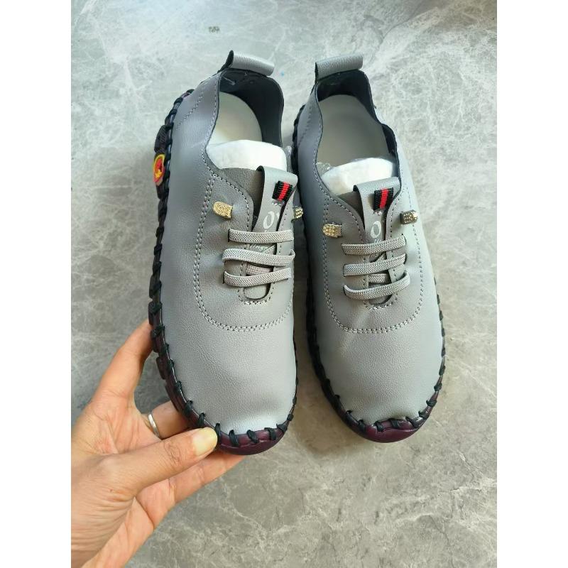 Damen Handgemachte Flache Schuhe mit Weicher Sohle, Bequeme Slip-On Schuhe, Übergrößen Frühling Sommer Schuhwerk