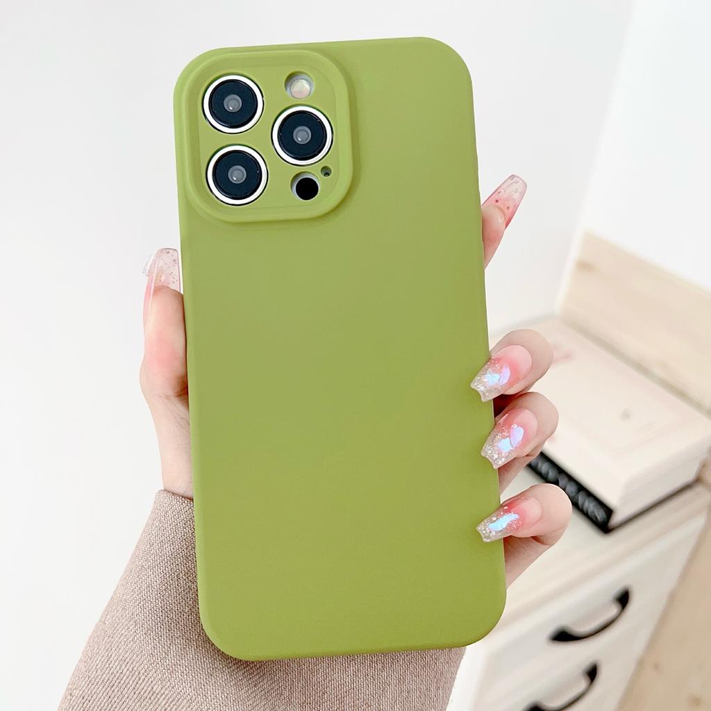 Liquid Apple Silicone Thickened Case Suitable for Apple 15PROMAX mobile phone case iPhone11 solid color 13/14