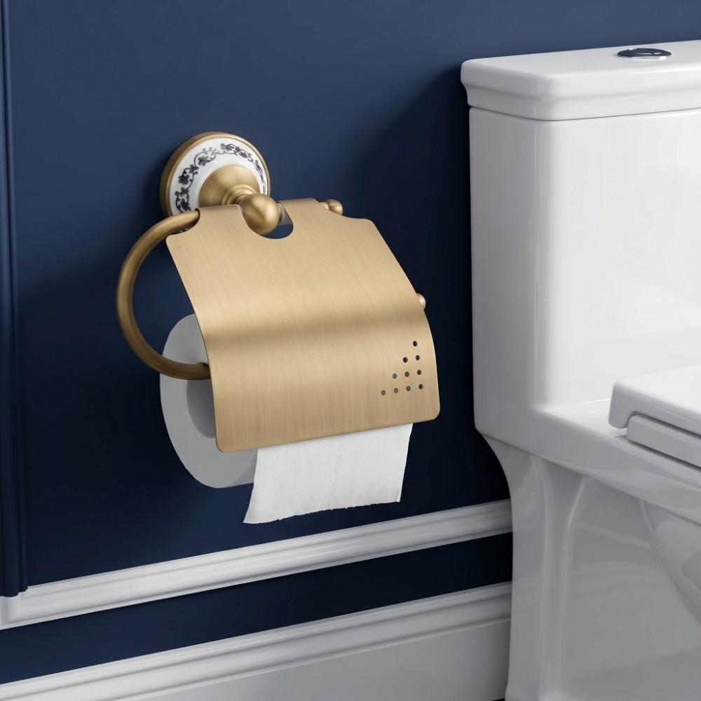 Wall Mounted Paper Towel Holder Antique Gold Tissue Holder  Bathroom Restroom Toilet