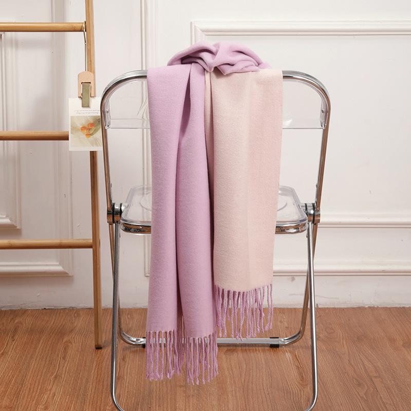 Double-sided Two-color Scarf for Women Autumn and Winter High End New Wool Scarf Shawl Imitation Cashmere Scarf