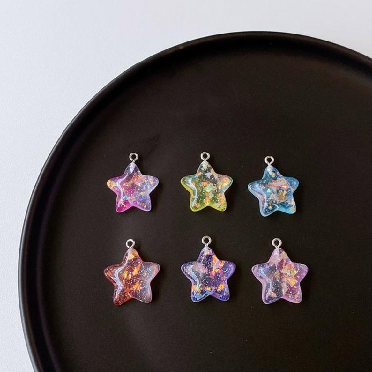 Five-Pointed Star Resin Pendants Tags for DIY Jewelry Making Keychain Crafts