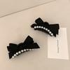 Bow Pearl Small Hair Claw Clips Girls Black Ponytail Holder Barrettes Hair Accessories