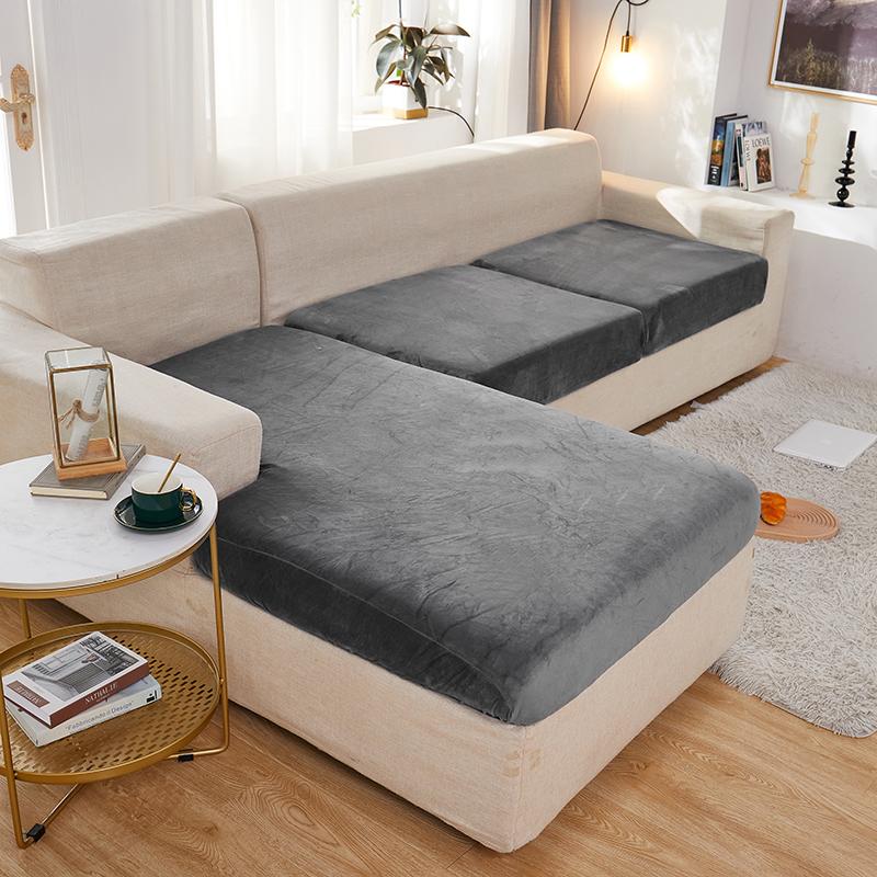 Thick Velvet Sofa Cover Solid Color Sofa Cushion Cover Elastic Slipcover All-inclusive Couch Cover Dining Room