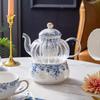 English Flower Teapot Classical Blue and White Daisy Pot Home Ceramic Cup and Saucer Phnom Penh  Afternoon Flower Teaware Set