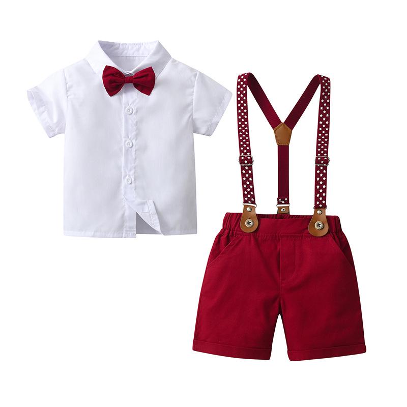 British Gentleman Summer Children's Shorts Set: Short-Sleeved Formal Wear for Boys.