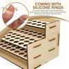 Wooden Paint Brush Holder 75 Holes Desk Stand Pen Storage Organizer Large Capacity 2 Tier Art Tools Compartment Display Rack for Table Wall