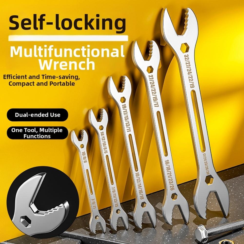 5pcs Industrial Grade Double Head Self Tightening Wrench 6-32mm Multi-function Box End Wrenches For Machine Maintenance Repair