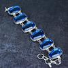Natural Blue Topaz Gemstone Handmade 925 Sterling Silver Bracelet 7-8" j5d44