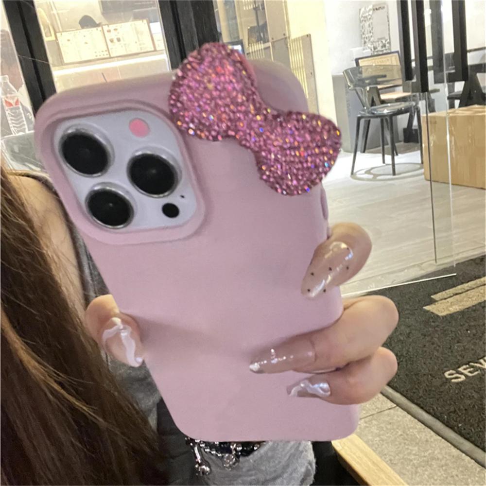 Luxury Glitter 3D Rhinestone Bowknot Phone Case For iPhone 16 15 14 13 12 11 Pro Max 14 Plus X XS XR 7 8 SE2 Cute Girl Soft Case