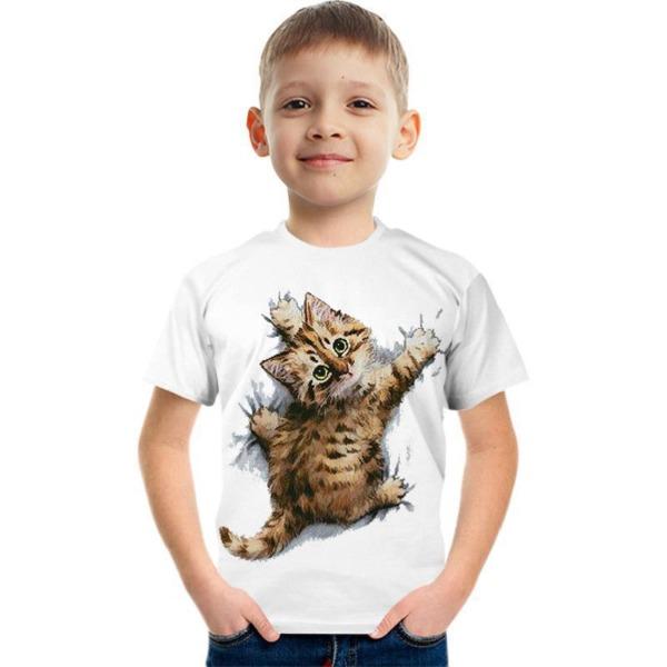Fashionable Summer Children's Top Creative Colorful Fun Animal 3D Printed T-shirt Boys Comfortable Soft Breathable Short Sleeves T-shirt