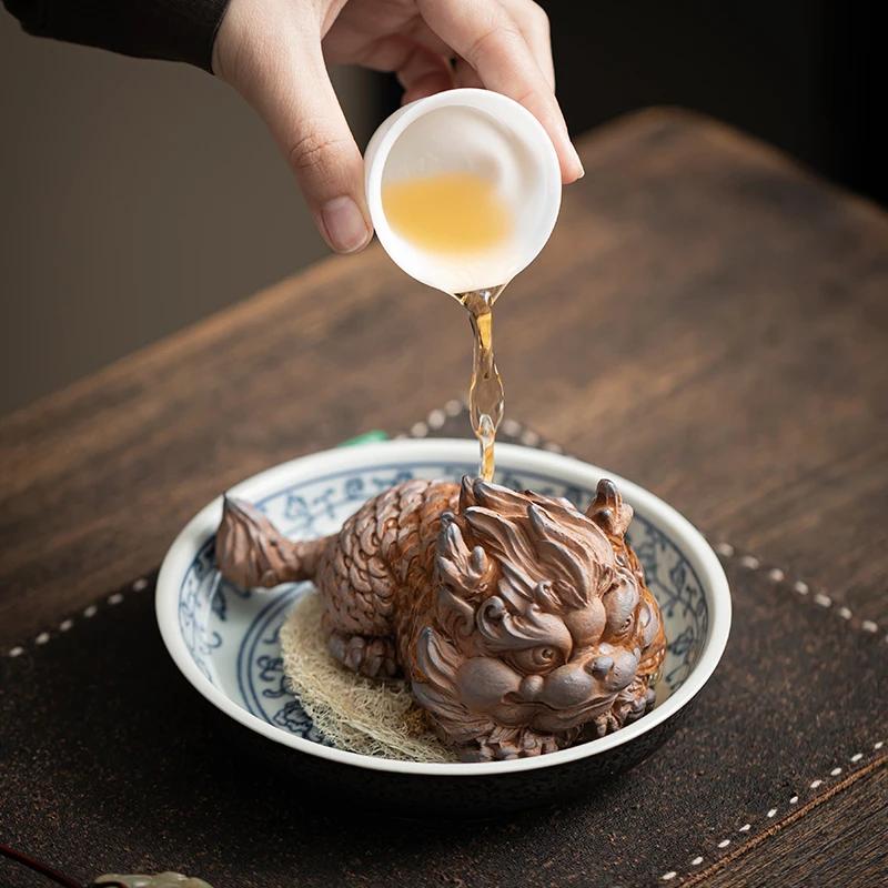 Old Rock Mud Qilin Figurine Decoration Chinese Tea Pet Kung Fu Teaware Accessories Can Be Raised Tea Pet Household Handicrafts
