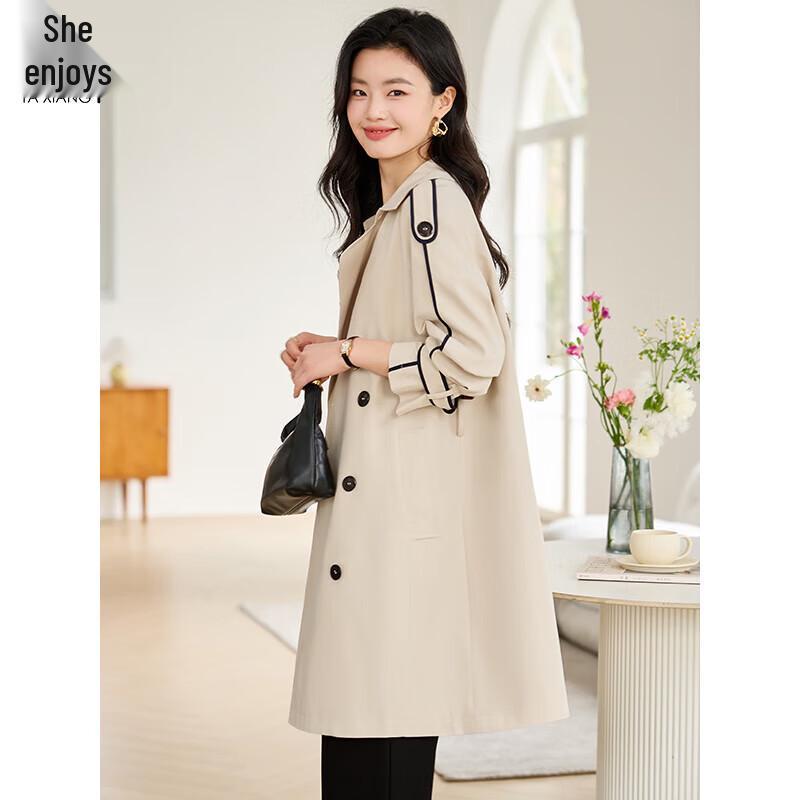 Women's Tie-Waist Mid-Length Windbreaker Trench Coat