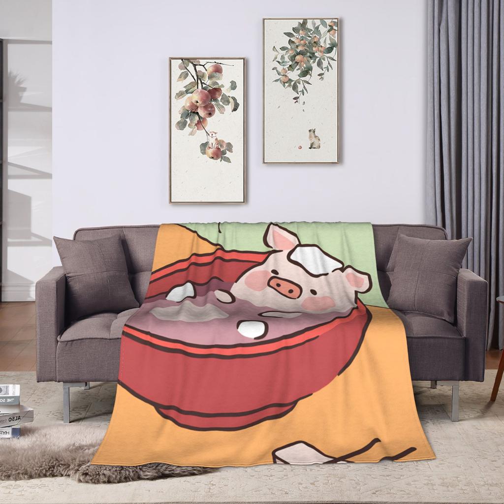 L-Lulu Pig Warm Blanket Kids Adult Plush Throw Blanket Aesthetic Home Decor Flannel Bedspread Sofa Bed Cover