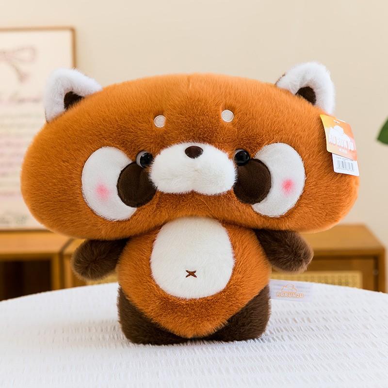 Soft Plush Squirrel Cat Raccoon Stuffed Animal Pillow Kids Adults Cozy Sleep Companion 35x40cm Short Pile