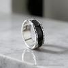 Miki Niche Adjustable Black Enamel Retro Minimalist Wide Band Ring