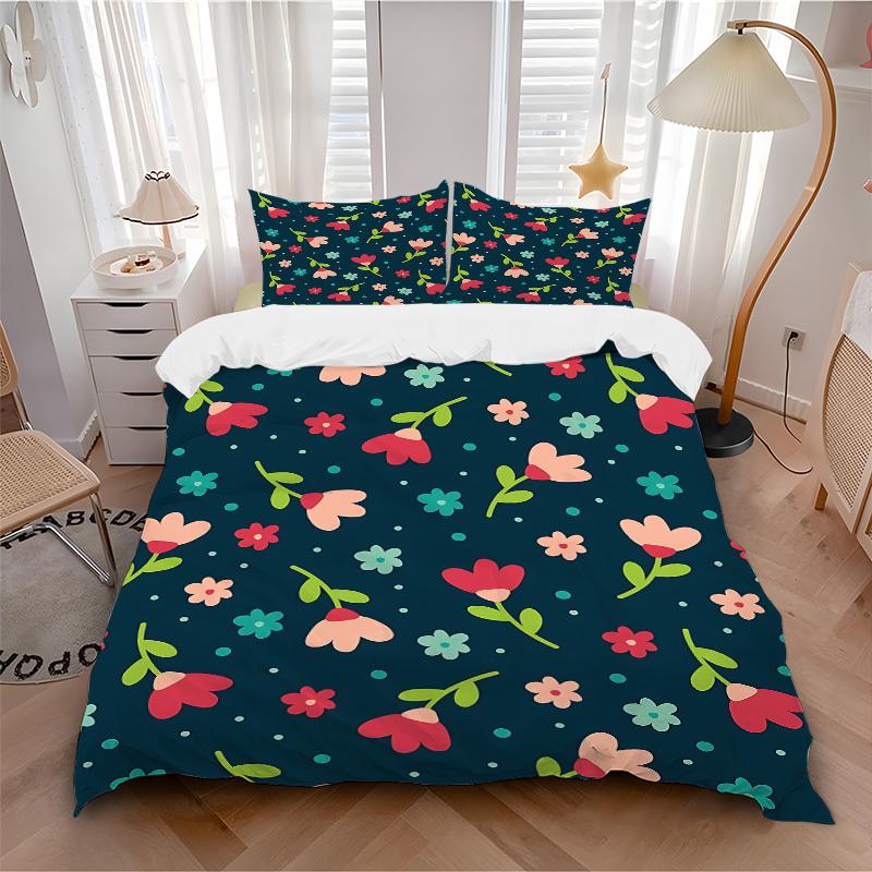 

3pcs Floral Pattern Bedding Cover Set, Fashion Classic Popular Print Bedding Set, Soft Comfortable, All - Season Use, For Bedroom135 135x200cm