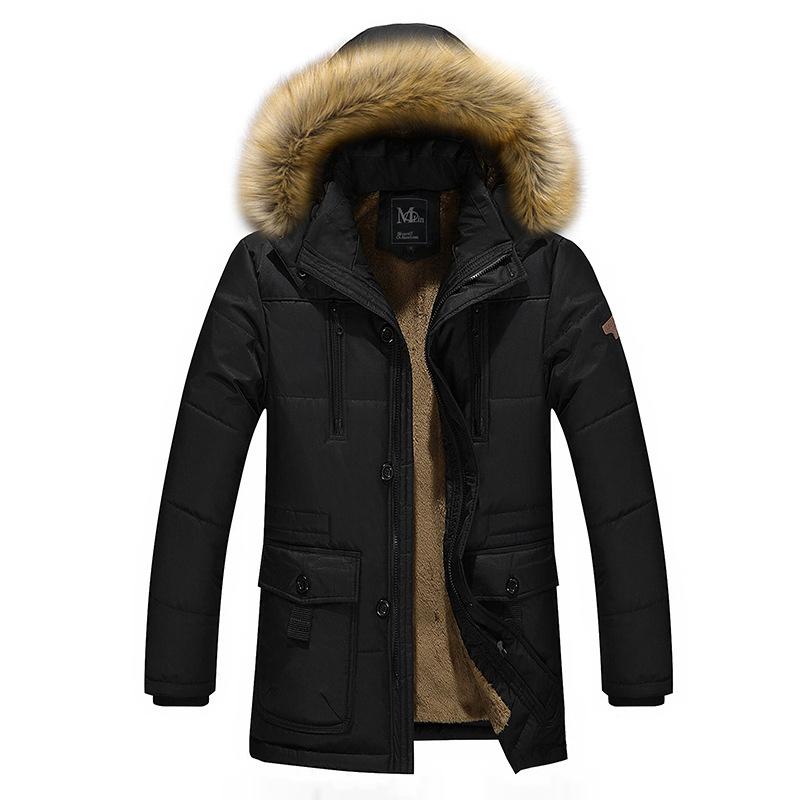 Winter Men's Cotton Jacket Men's Mid-Length Coat European and American Men's Fashion Loose Cotton Clothing Large Size Cold-Proof