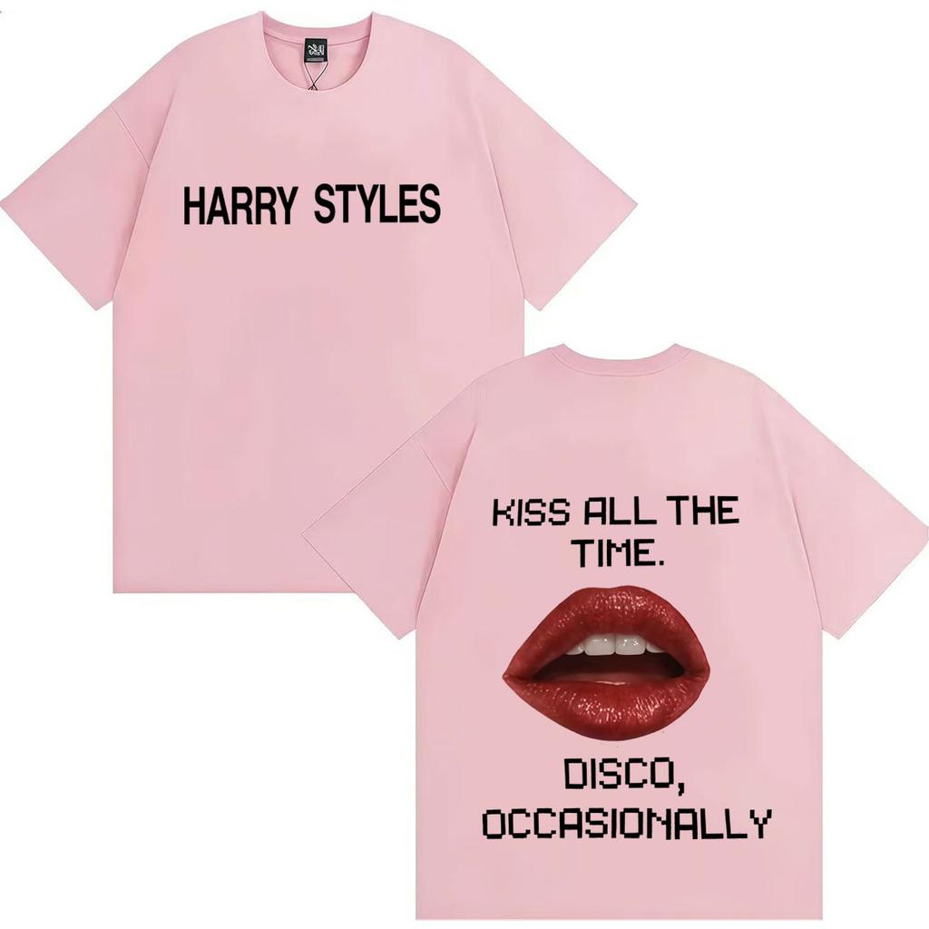 Harry Styles Kiss All The Time Disco Occasionally Hip Hop Print TShirt Crewneck Cozy Unisex Short Sleeve Tshirts Teenagers Unisex