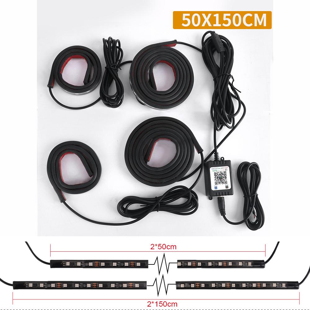 Car Flexible Underglow Strip Light RGB Underbody Sound APP Control Remote Led Neon Light Atmosphere Lamp for Auto Decoration 12V