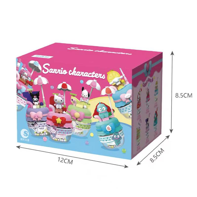 Sanrio Character Hello Kitty Mymelody Kuromi Cinnamoroll Bobo Jam Jar Block Series Blind Box Collection Ornament Girls Gifts