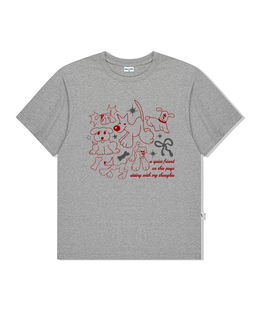 PAGESIISII Puppy Friends Print Oversized Short Sleeve T-Shirt [5 Colors]