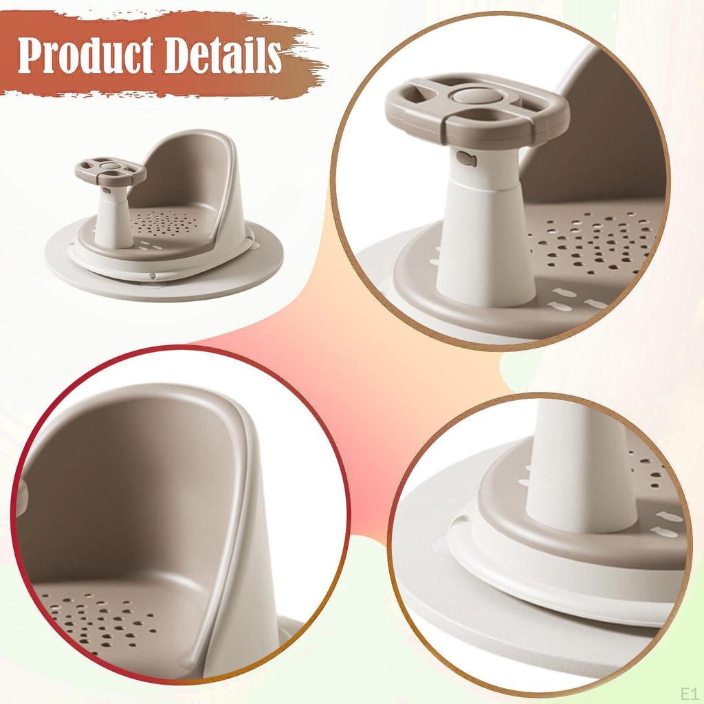 Baby Bath Seat Support Chair Stability with Suction Cups Sit up Bathing khaki