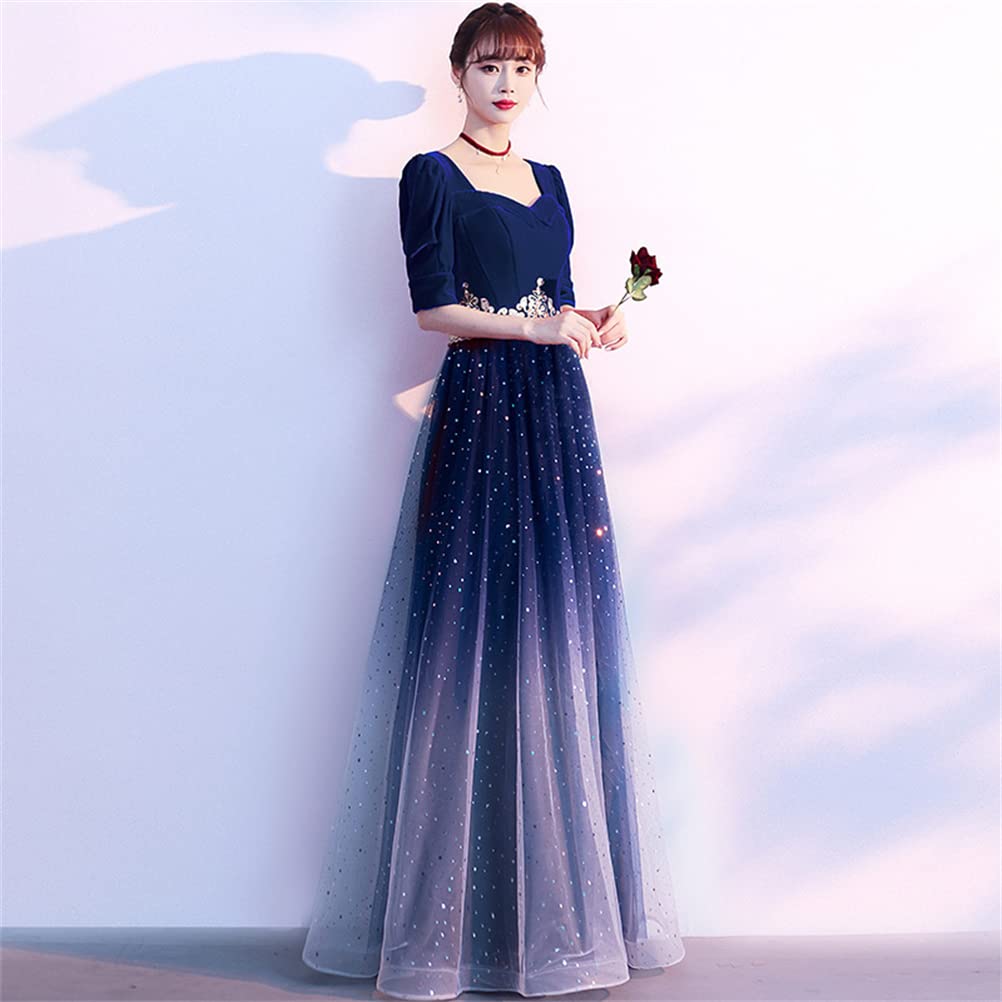 JINZUOMA Evening Long Tulle Formal Short Slim Starry Sky Perfect for and Parties Size Women's Dress, Dress, Dress, Dress, Sleeve, Elegant,