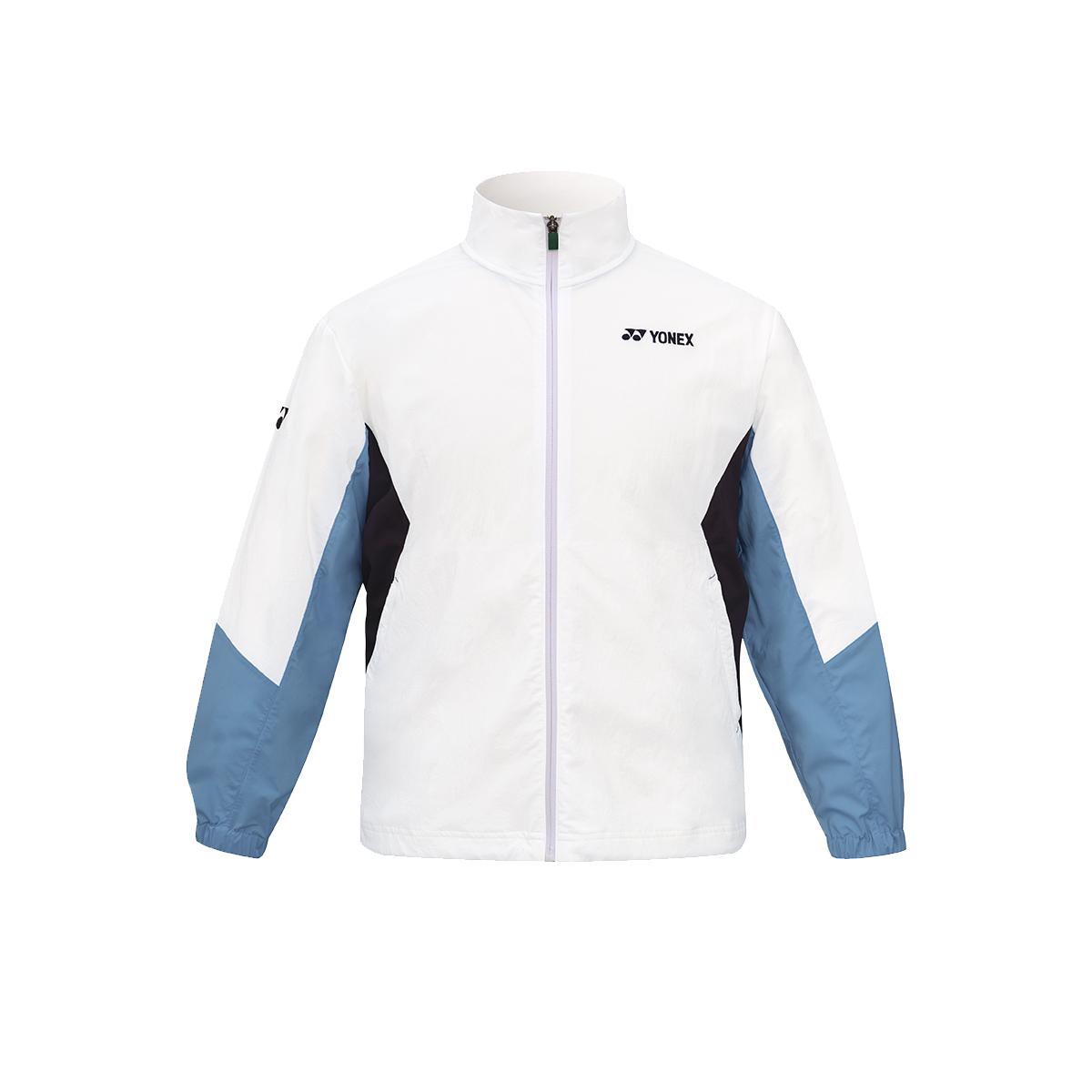 Белая унисекс анорак-куртка Yonex 251Jj007U с блоками цвета и точками White/Wh085
