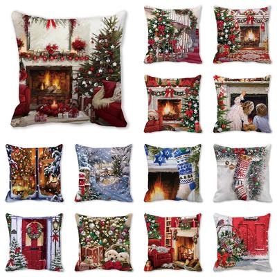 45 * 45cm Christmas Merry Christmas Party Print Pattern Cushion Cover Home Living Room Sofa Decoration Throw Pillow Cover