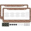 2PCS Yellow Cat Pattern License Plate Frames For Men Women - Universal Aluminum Stainless Steel Kitten Cat Mom Personalized Car Tag Covers Holder