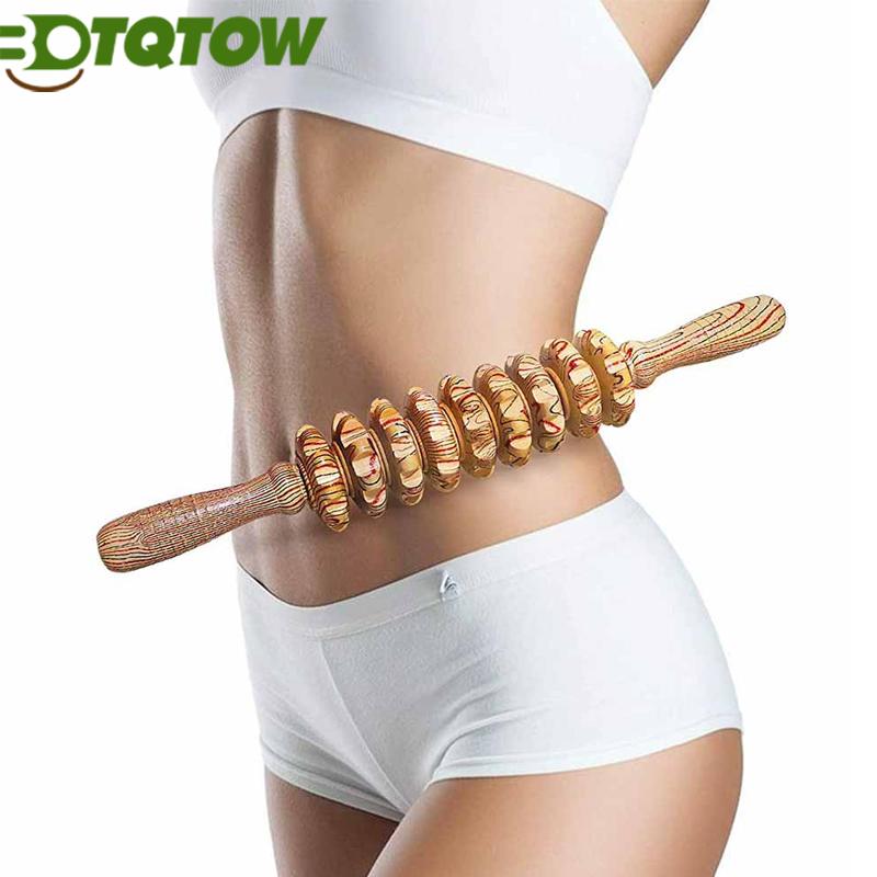 Durable And Safe 1Pc Wooden Massage Roller Wood Therapy Massage Tools For Body Shaping - Anti Cellulite Wood Manuel Wooden Fascia Massage Roller