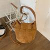PU Suede Bucket Bag Women's Crossbody Shoulder Tote with Drawstring Closure Fashion Mini Handbag