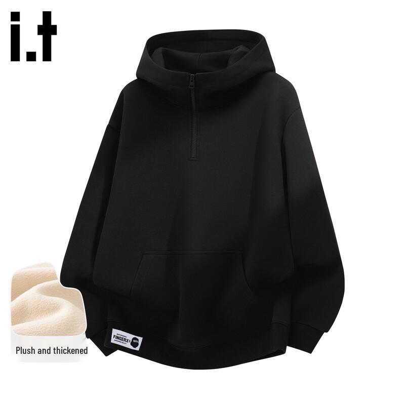 Fingercroxxit Fleece Lined Half-Zip Hooded Sweatshirt