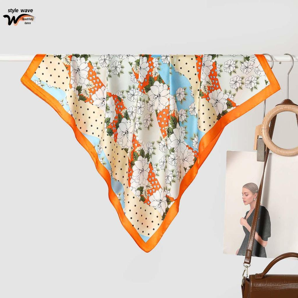 70CM Všestranný čtvercový šátek s kešu vzorem, imitace hedvábí: Multifunkční šátek na krk a gumička do vlasů pro všechna roční období