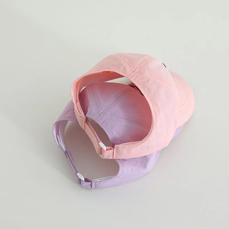 Children's Baseball Cap Butterfly Embroidery Summer Empty Top Sun Protection Hat Quick-drying Adjustable Thin High Ponytail Cap