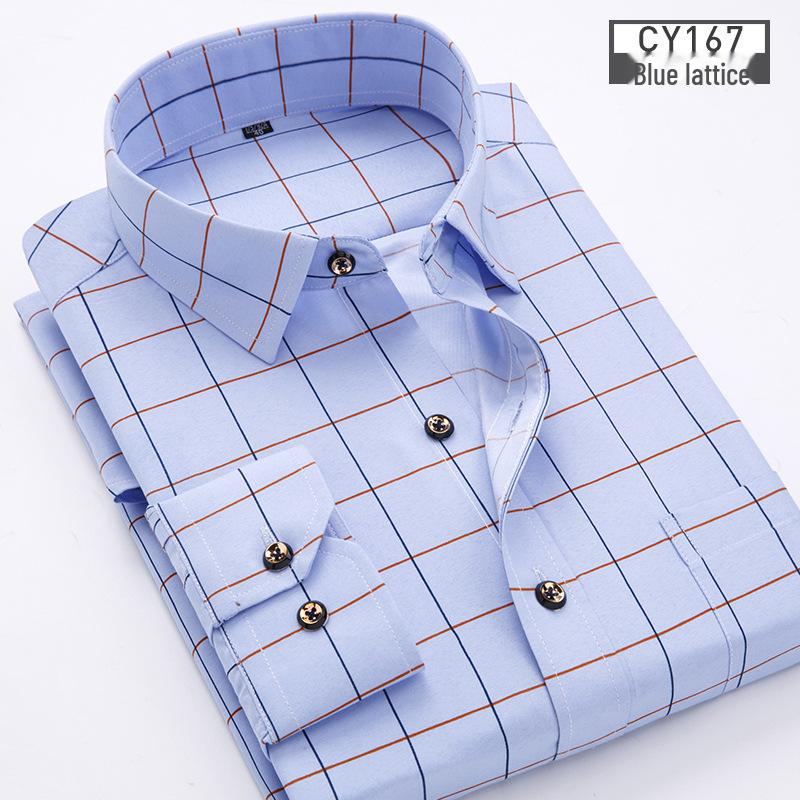 Camisa Nova Masculina Slim Fit Xadrez e Floral Manga Comprida - Moda Casual Coreana