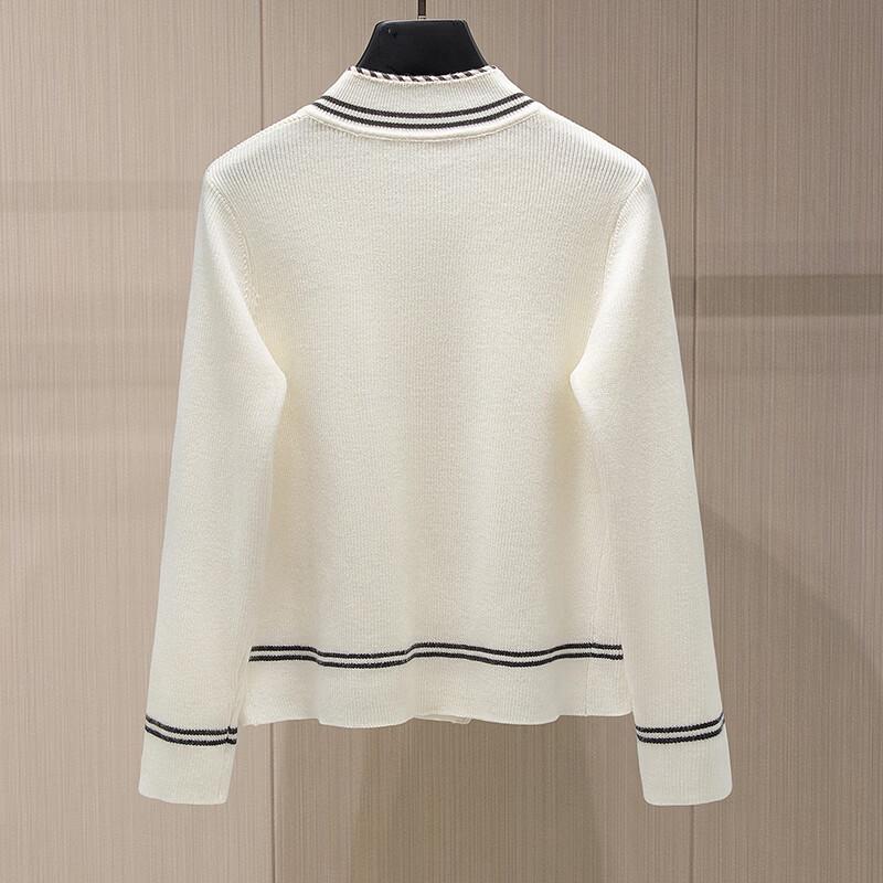 Sibaoshe Women's Colorblock Crew Neck Knit Cardigan