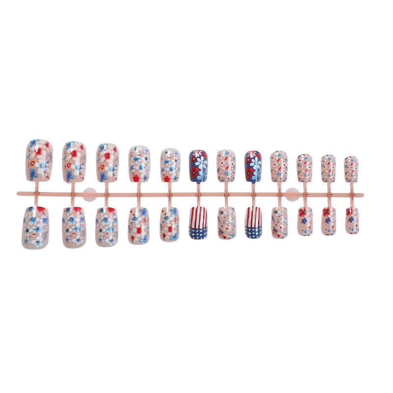 

Medium Length Colorful Floral Press-On Nails for Women