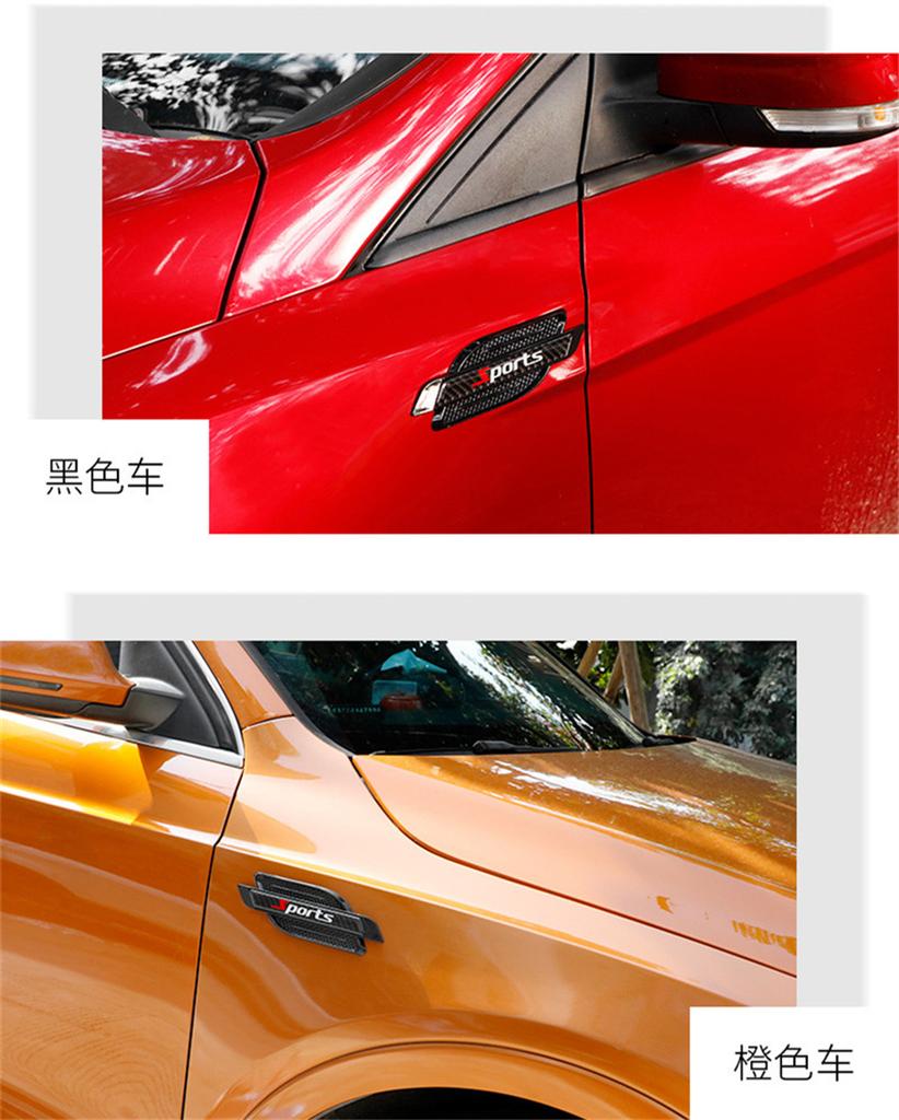 Pair Car Front Fender Side Air Vent Cover Trim Stickers Shark Gills Sports Style