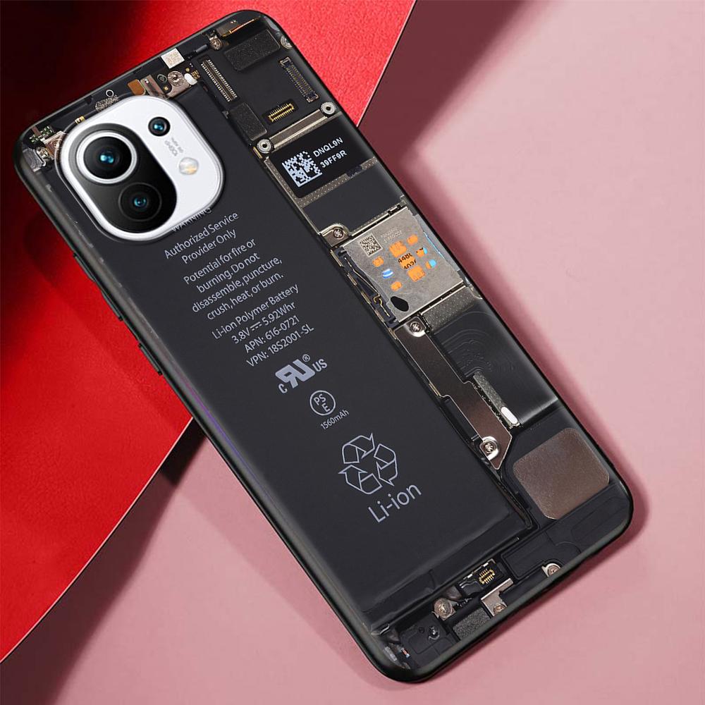 Motherboard Circuit Board Case for Xiaomi Mi 11 Ultra 11T 12 10T 9T Pro 12X Note 10 9 8 Lite A3 CC9E 10S Black Soft Phone Cover