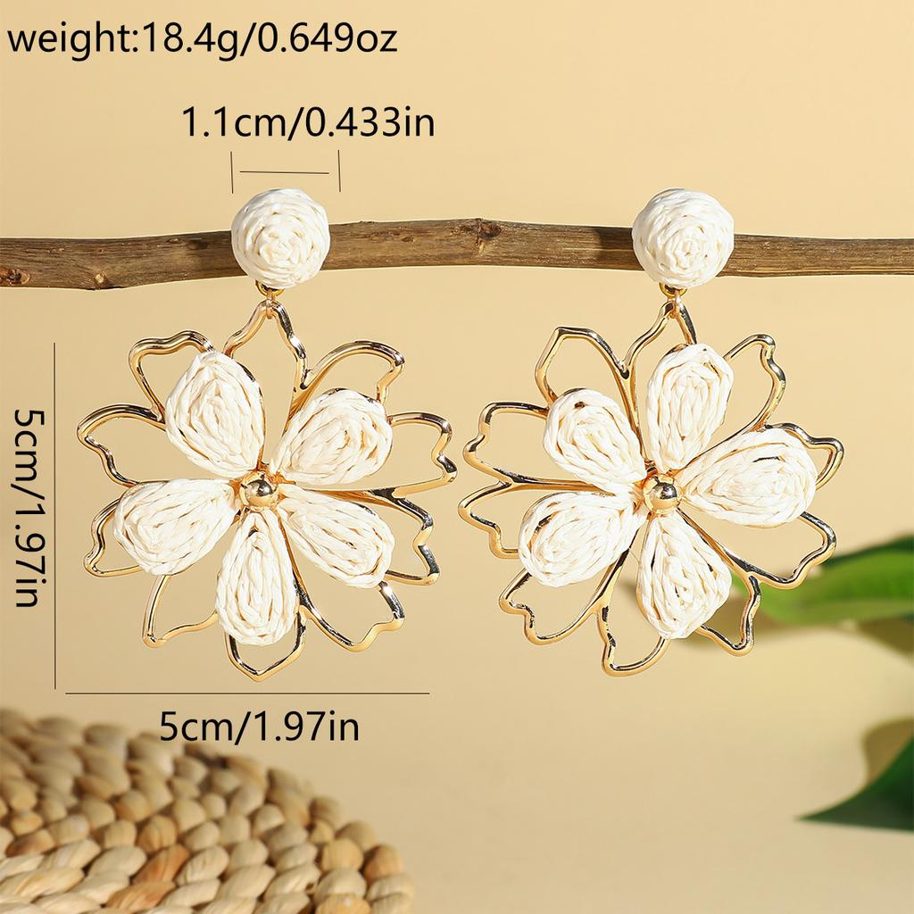 Weaving Flower Earrings For Women, Niche Flower Petals Bohemian Vacation Style Jewelry Gift