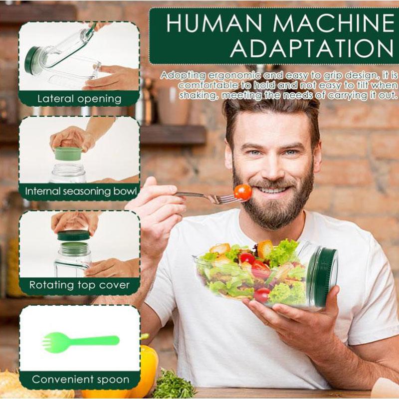 Salad Pod Container Mason Jar Side Open Leakproof Breakfast Fruit Storage Box