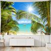 Beautiful Sea Scenery Tapestry Sea Vintage Beach Seascape Palm Tree Tapestry Wall Hanging Tapestries Boho Bedroom Wall Rug Premium Quality