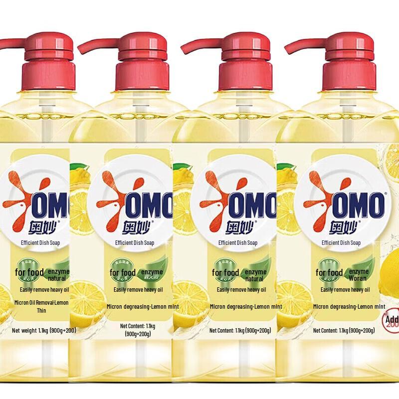OMO Lemon Mint Dishwashing Liquid, 4 x 1.1KG