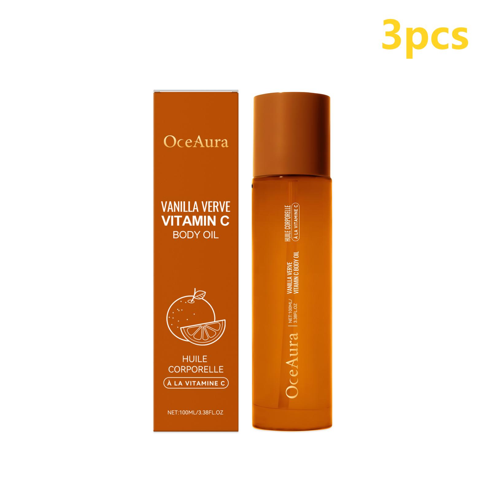 OceAura Vitamine C Lichaamsolie voor Stralende Huid Verhelderend Diepe Hydratatie Na de Douche Vanille Verve Geur Lichaamsmassageolie 100ml