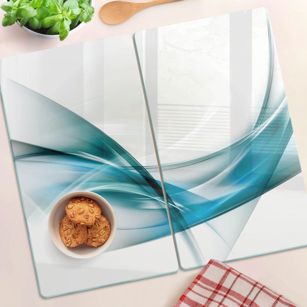 Set of Two Glass Cutting Boards Abstract Lines 2X30X52 Cm