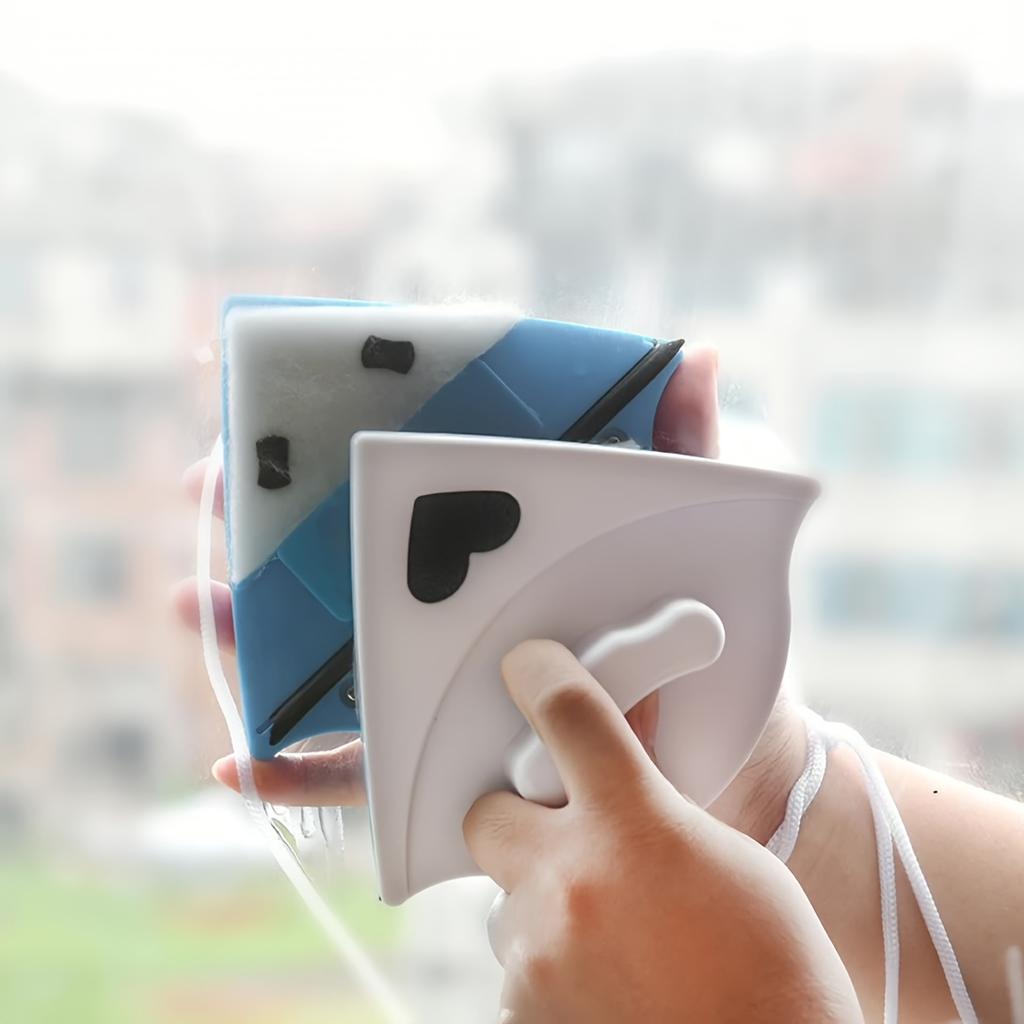 1 Stück Doppelseitiger Magnetischer Glasreiniger mit Ergonomischem Griff, Dreieckiger Multifunktionaler Fensterwischer für Badezimmer, Schlafzimmer, Wohnzimmer/Außenbereich